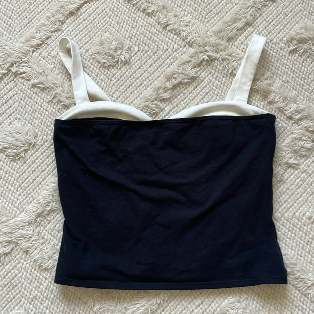 Reformation Black and White Contrast Square-Neck Camisole - Picture 4 of 7